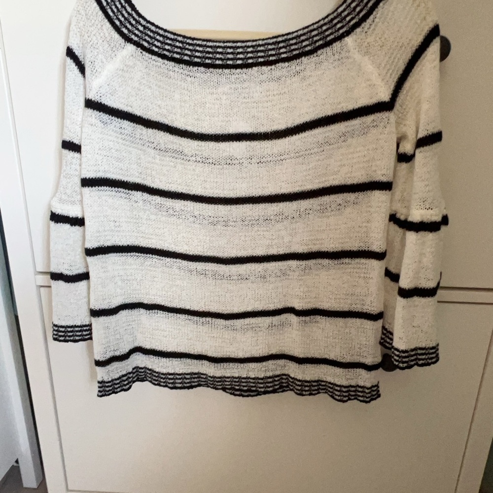 BB Dakota Black and White Striped Crew Neck Sweater